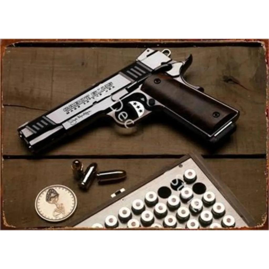 Vintage Neue Pistole HD Zinn Malerei Metall Zeichen Poster Nach Hause Wohnzimmer Bar Club Party Mann Höhle Kunst Wand Dekoration