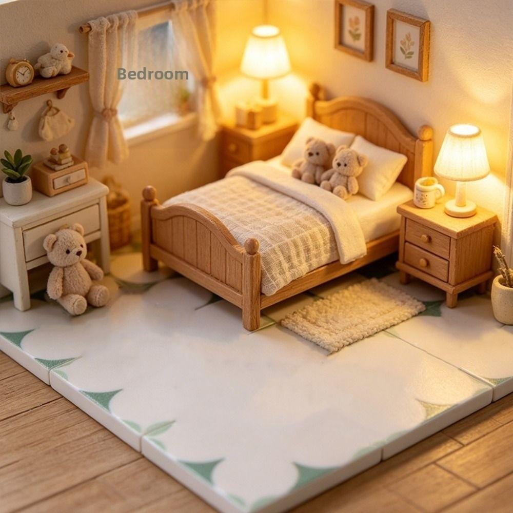 4pcs/set 1:12 Scale Dollhouse Spliced Flooring  Dollhouse Decoration Accessories