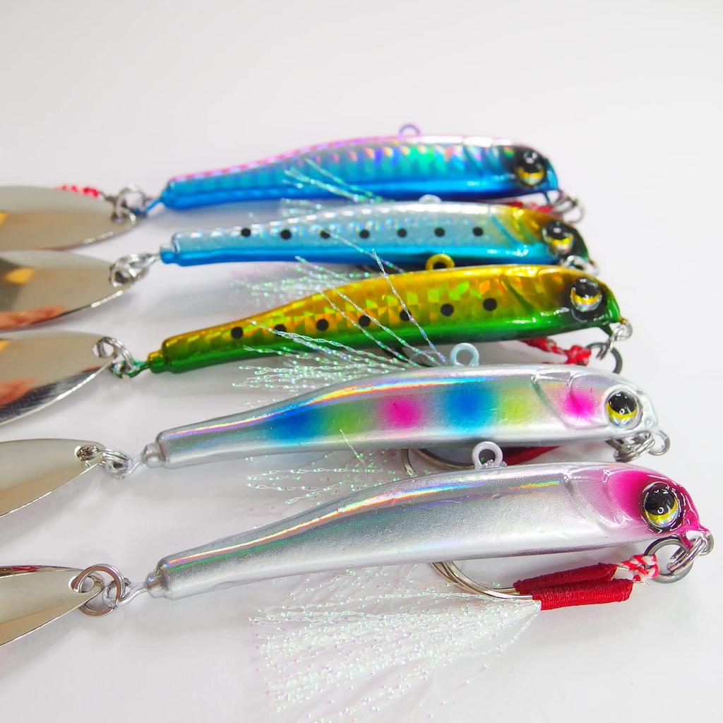 Momo Lure Easy Maki Jig Set for Sea Red Sea and Blue [momo Lure] 5-piece Bass, Bream, Grouper, Fish. (40g - 5-piece Set)