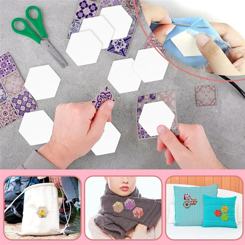 A25F-500 PCS Paper Piecing 1Inch, Hexagon Quilting Templates For DIY Patchwork Crafts And Sewing Supplies белый