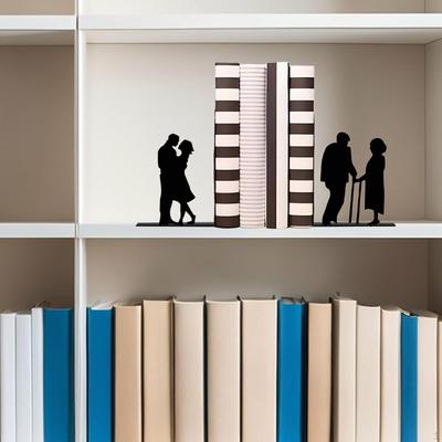 Couple Silhouette Metal Bookend Book Stoppers Hollowed Out Multipurpose Support Books Holder Stand