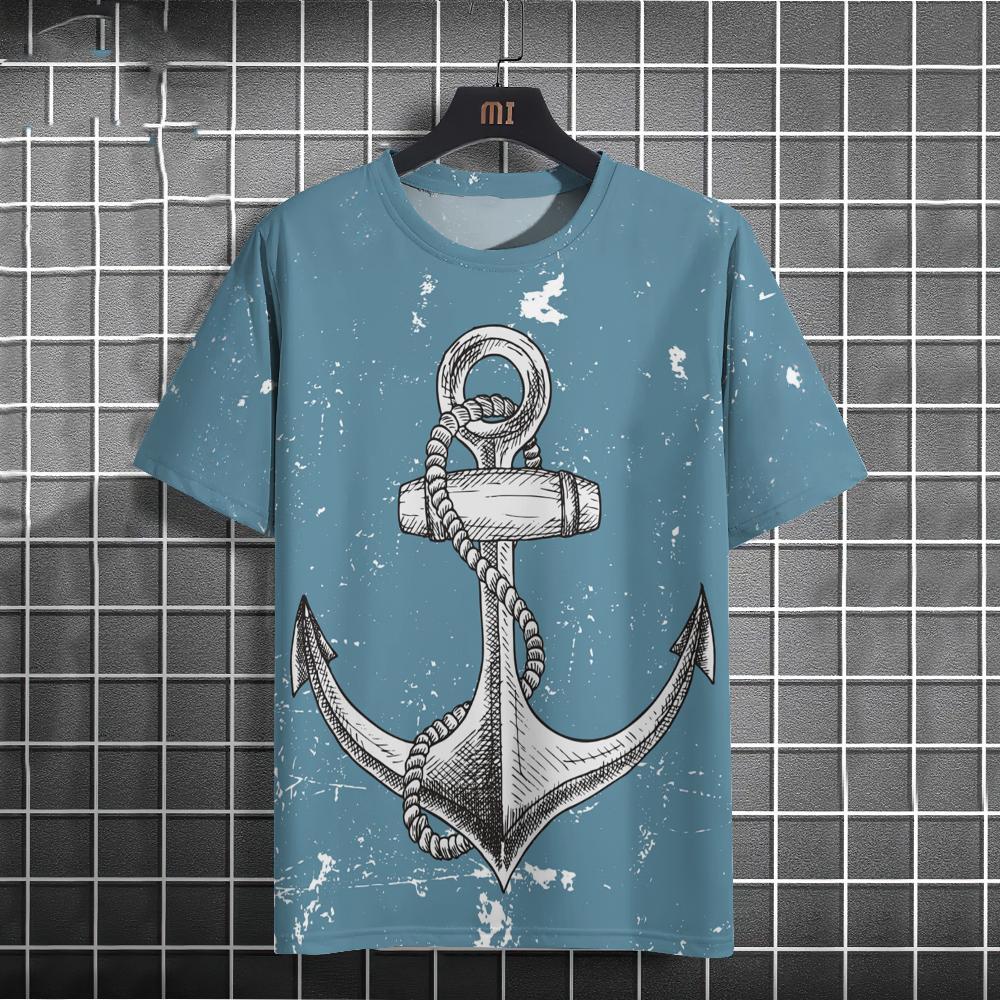 Summer Boat Anchor 3D Print T-Shirts Streetwear Men FashionCasual Oversized O-Neck Short Sleeved T Shirt Tees Tops Clothing