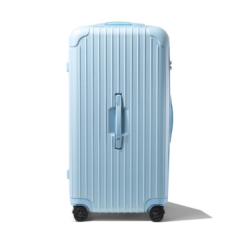 Thickened 24" PC Trolley Case: Drop-resistant, Large Capacity Suitcase with Combination Lock, Available In 26" & 30" Sizes, Leather Accent for Women.