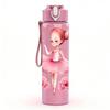 1PC Soft Pink Ballerina Girl Print 750ml Color Plastic Sports Water Bottle Leakproof Flip Straw Lid Suitable for Sports Office Home Use