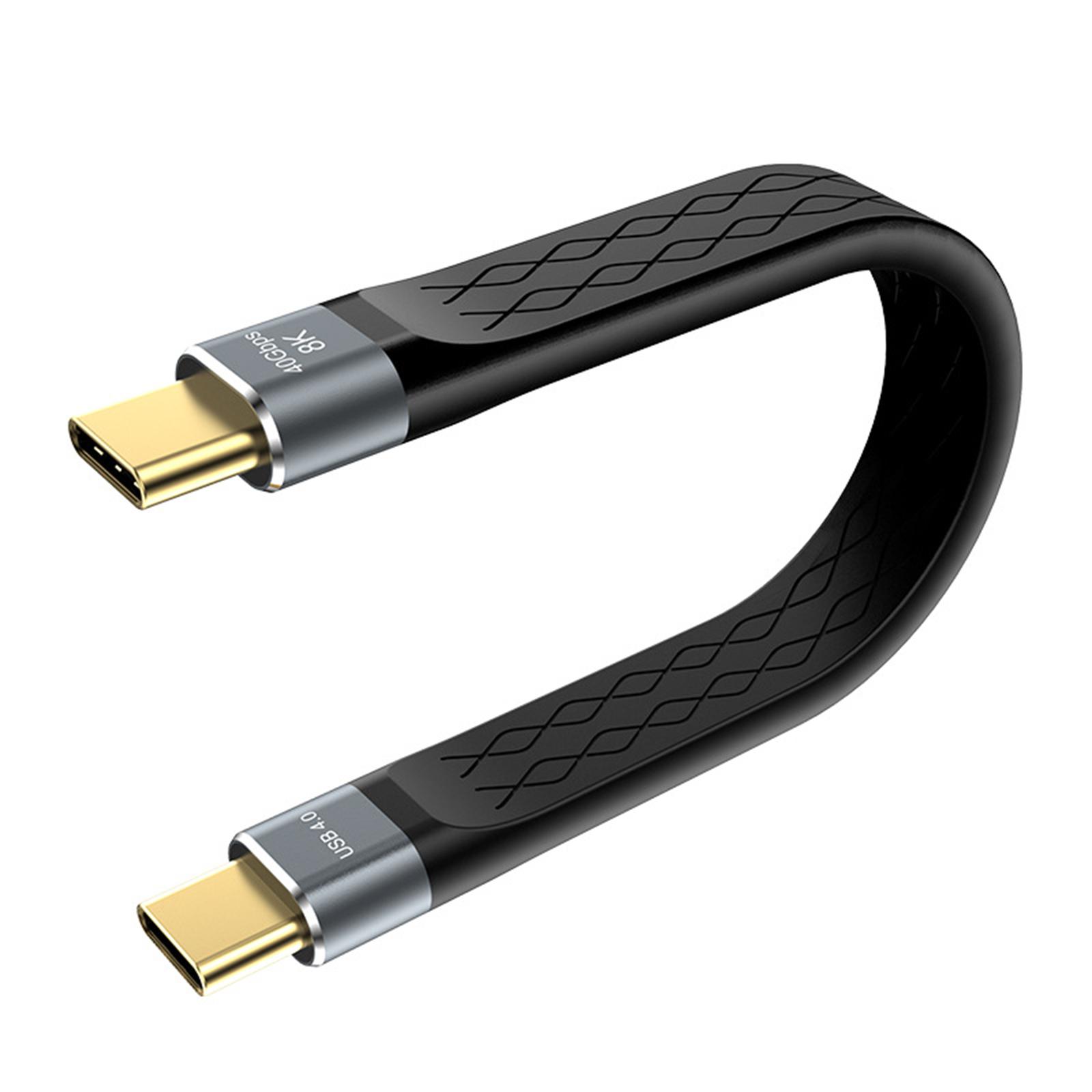 

Кабель USB4 USB C Короткий 5,9 дюйма Плоский Передача данных 40 Гбит/с Быстрая зарядка 240 Вт Поддержка видео 8K для телефонов, планшетов