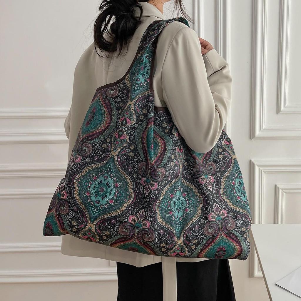 Eco-Friendly Foldable Single Shoulder Grocery Bag for Women, Large Capacity