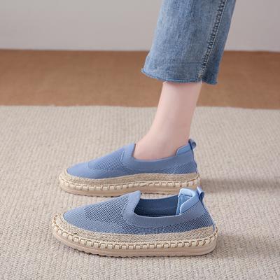 Mode CRLAYDK Klassische Slipper für Damen Slip-On Espadrilles Strick Elegant Lässig Leichte Schuhe Damen Walking Reisen Weiche Ballerinas