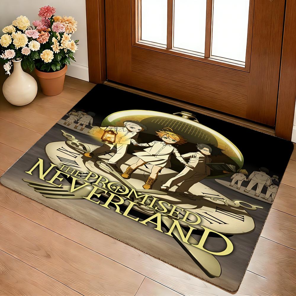 Retro Anime The Promised Neverland Floor Mat Cozy Flannel Soft Thick Non-Slip Mat For Living Room Bedroom Kitchen Decor Rugs