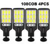 108COB Solar Street Lights Outdoor Waterproof Human Body Sensing Courtyard Garden Wall Household Lights Rural Road Wall Lights