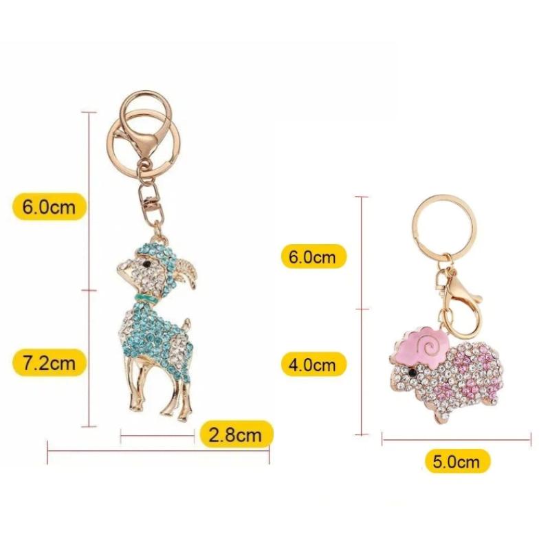 Zodiac Goat Rhinestone Keychain Shiny Bling Rhinestone 1Pcs Alloy Key Ring for Graduation Gift Backpack Pendant