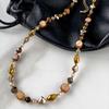Maillard Caramel Tiger's Eye Stone Beaded Necklace Femininity Versatile Premium Sense Clavicle Chain Natural Stone Handmade