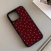 Wine Red Little Love Glass Phone Case Suitable for iPhone 17 16 15 14 13 12 11 Pro/Max/Plus Anti Drop and Anti Shock Back Cover
