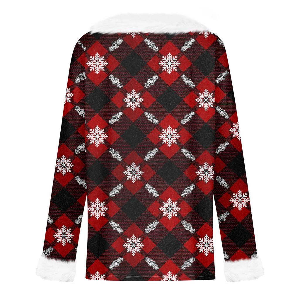 Tricou de damă Tricou Cămașă de Crăciun Cu mânecă lungă Petrecere cu imprimeu de Crăciun Top cu decolteu în V