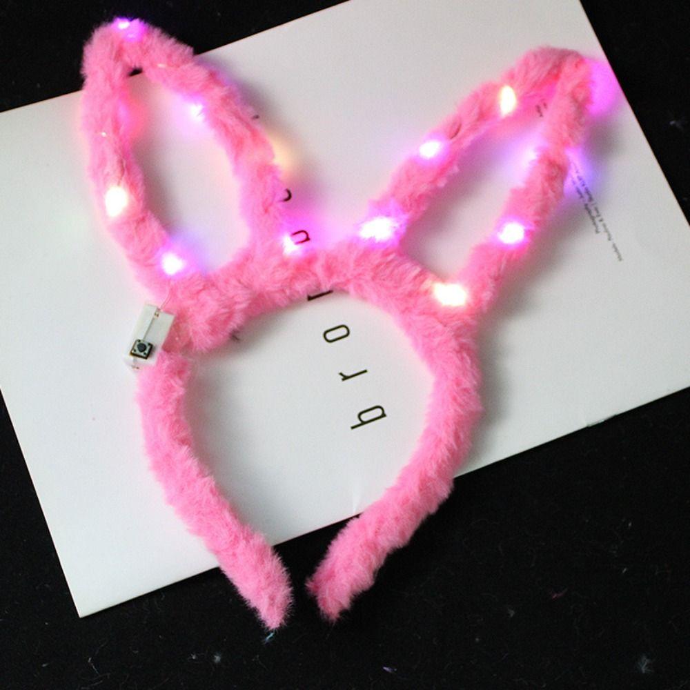 Luminous Rabbit Ears Glow Hair Band Fashion Plush Hair Hoop LED Lights Headband  Concert Prop