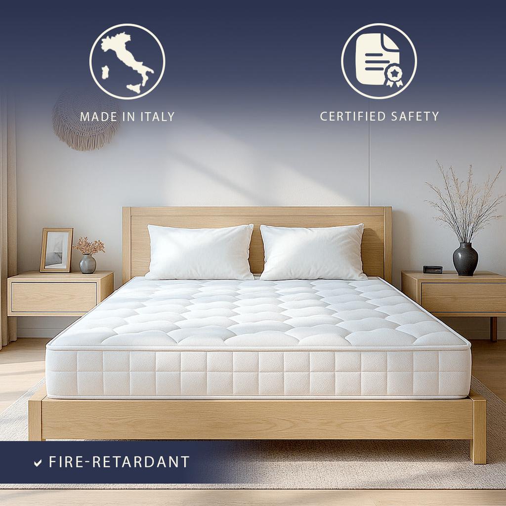 The White Stone Pocket Spring and Memory Foam Mattress | Height 25 Cm | Ergonomic, Fire Retardant, Hypoallergenic