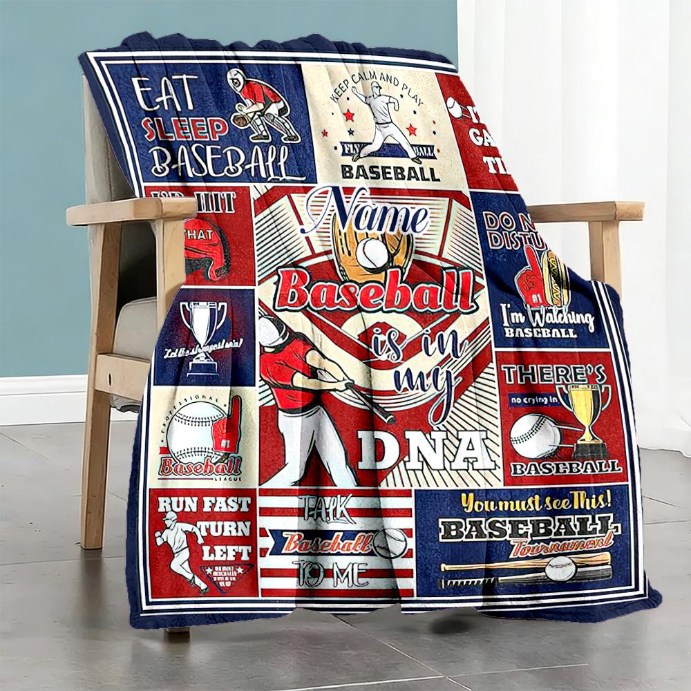 Baseball Style Personalized Name Blanket Throw Personalized Blanket Soft & Cozy Great for Bed Picnics Nap Seaside Ideal for All Seasons