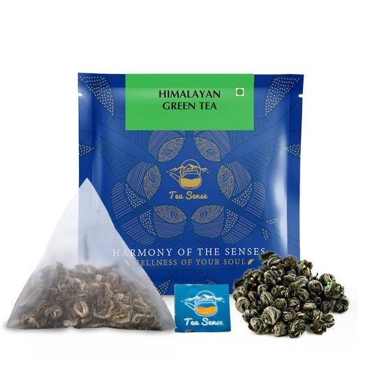 TEA SENSE Himalayan Green Tea | 15 Pc | Pyramid Tea Bags In Sealed Pouches | Sweet Aftertaste | Can Be Rebrewed