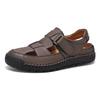 Men's Hand-Stitched Cowhide Leather Sandals with Soft Sole, Large Size Beach Shoes