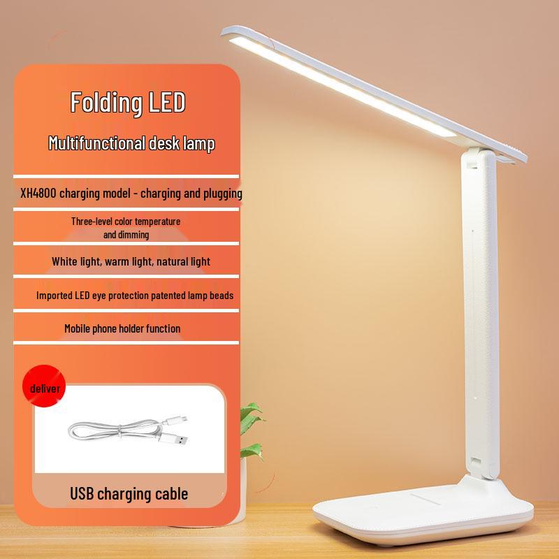 LED Folding Eye-Protection Desk Lamp, USB Night Light for Students, Bedroom, Dorm, and Reading