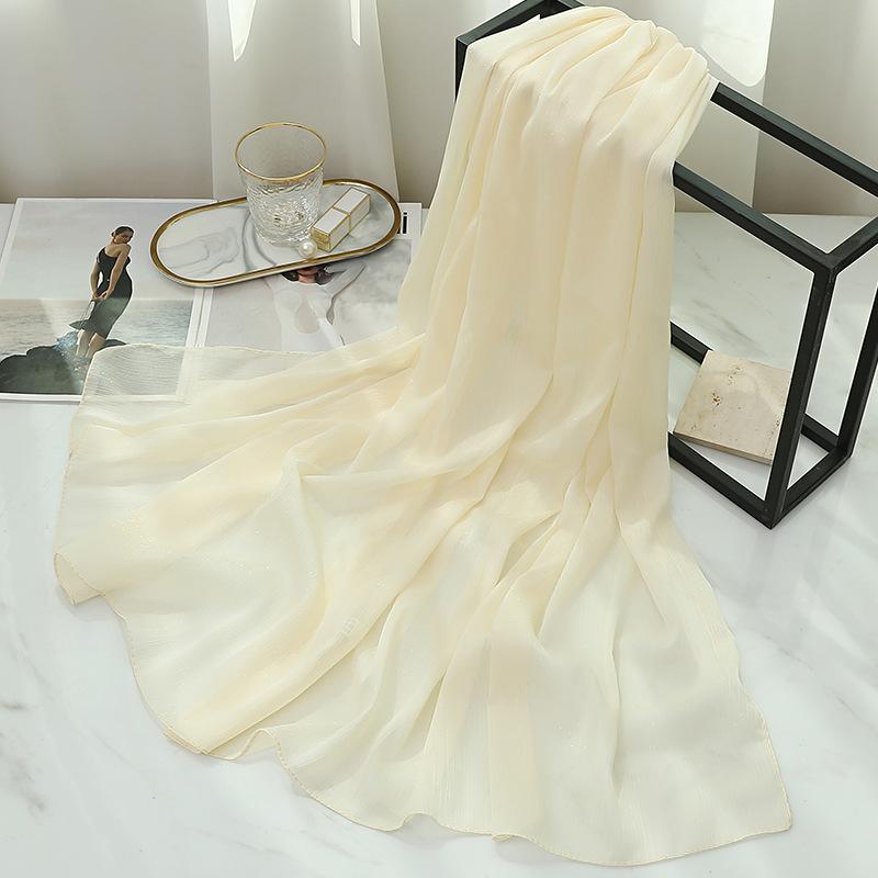 170X70Cm Silk Scarf Shawl Solid Southeast Asian Headscarf Large Travel Shawl Versatile Textured Chiffon Scarf Wrap Poncho Hijabs