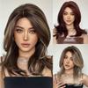 Synthetic Mix Brown Highlight Wig Long Curly Hair Natural Wave Wig for Women Lady Daily Halloween Party Regualr Wig