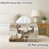 2D Flat, 2D Flat Style, 1pc Tissue Box, Double-sided Print, Wooden Decorative Storage Box Adorned with an Elk Pattern, Suitable for Holiday Home Decor