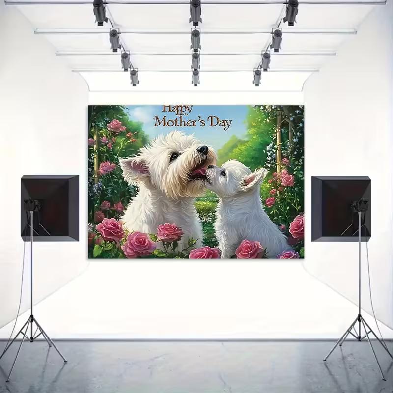 Blumiger West Highland White Terrier 2D Fotografie Hintergrund für den Muttertag