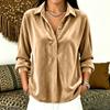 Women's Color Long Sleeve Button Down Shirt with Turn-Down Collar Casual Loose Fit Top