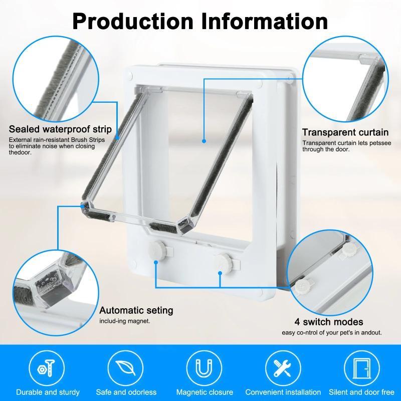 Plastic Small Pet Cat Door Double Rotation Auto Rebound Silent Cat Dog Door Free Access Pet Door Opening
