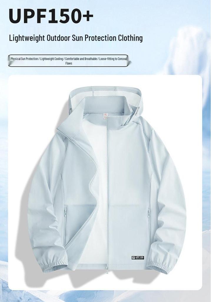 Men's Ice Silk Sun Protection Suit with Detachable Hood - Breathable UV Resistant Outerwear for Women and Men