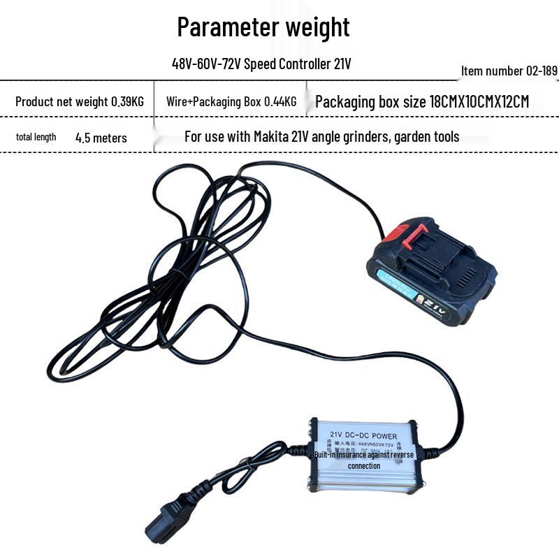 E-bike Converter Cable: 48V/60V/72V to 21V for Makita Tools
