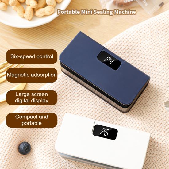 Portable Vacuum Sealer Machine, USB Food Bag Sealer with Cutter & Magnetic Bottom, Quick Seal Machine for Sous Vide Snacks