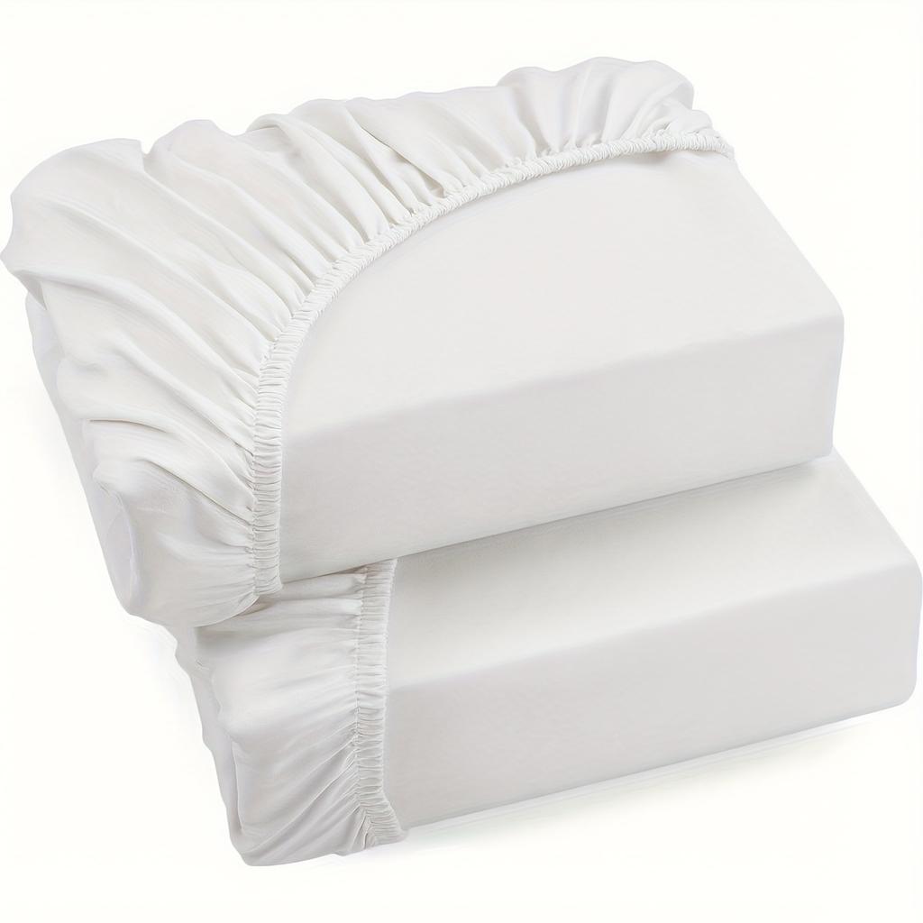 Pack of 2 Jersey Fitted Sheets Hypoallergenic & Breathable Bed Sheets with Elastic, 28cm Height, Allergy-Friendly,Machine Washable,Solid Color Bedding