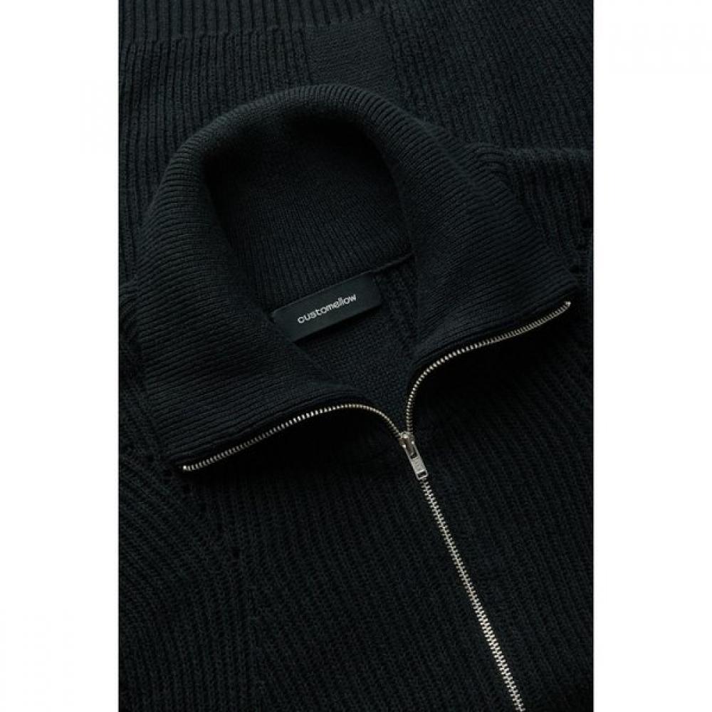 Customellow Black Turtle Neck Half Zip Sweater Black Cwwaw25903bkx