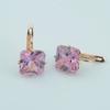 FJ Luxury Wedding Women Earring Rose Gold Color 585 Zircon Fashion Big Square Pink/White/Green/Red/Blue Zircon Drop Earring