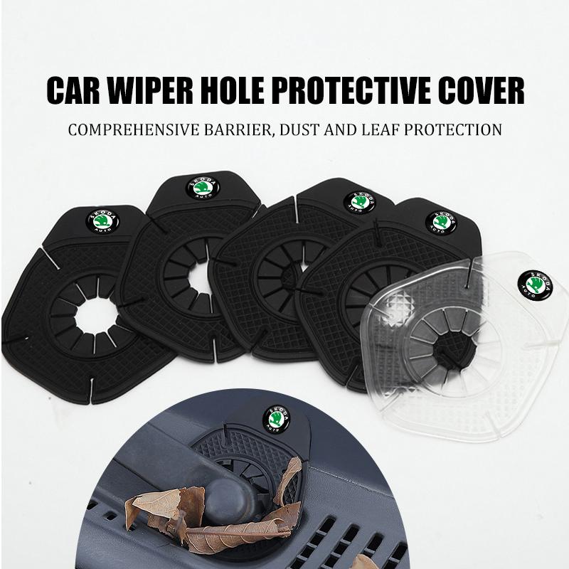 ADJ3 Car Windshield Wiper Hole Wiper Hole Dustproof Protector Cover For Skoda Octavia A5 A4 Mk1 2 Fabia Superb Rapid Mk3 Yeti 2006
