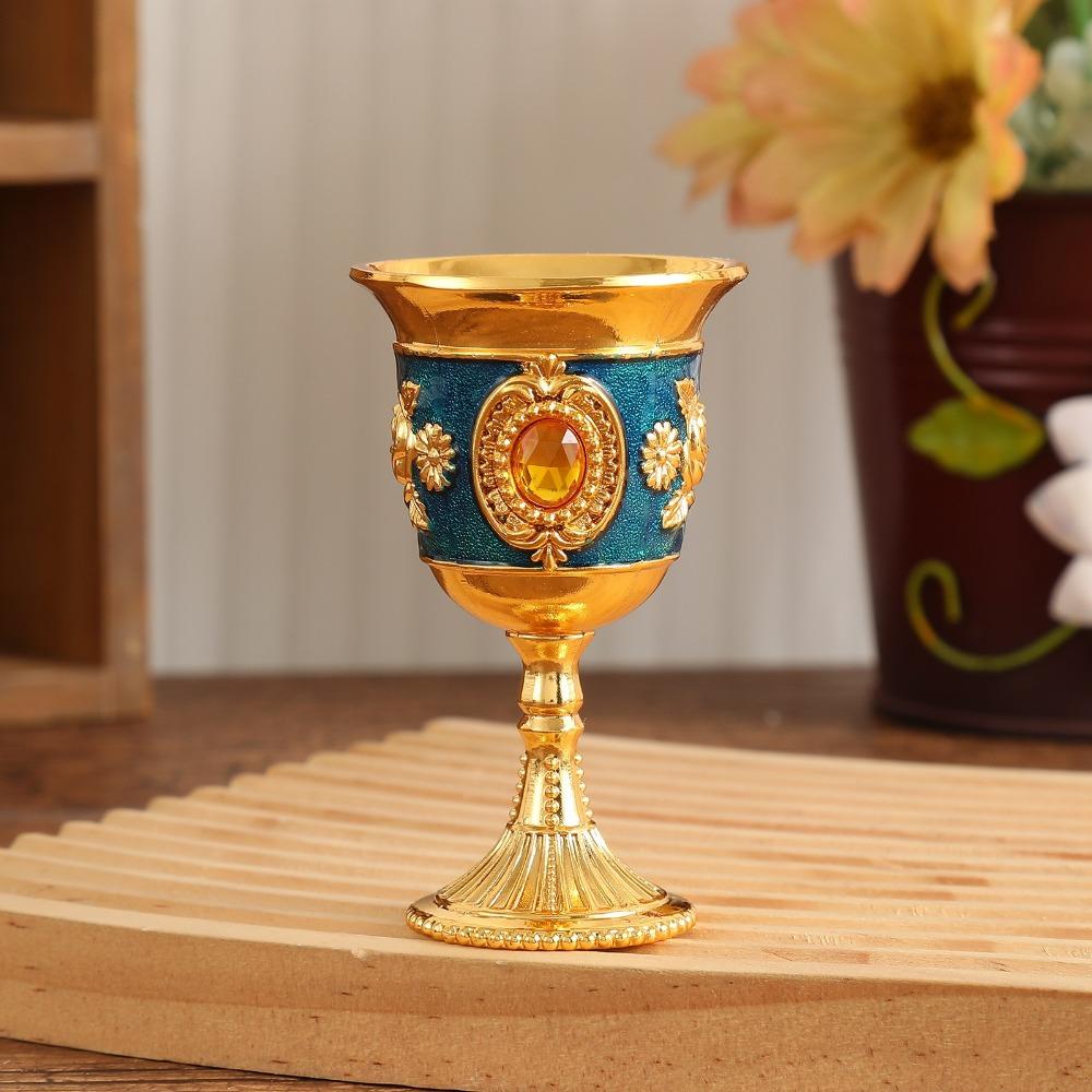 Zinc Zinc Zinc Alloy Spirits Cup Vintage Small Drinking Cup Elegant Medieval Rose Embossed Goblet  Gift