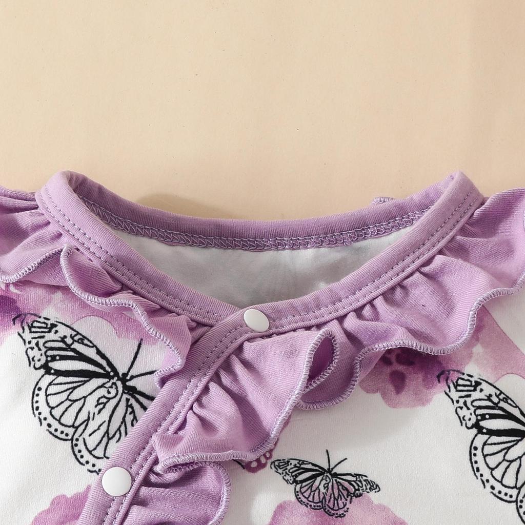 Baby Horn Floral Bodysuit & Lace Hat Set - Girl's Three-Piece Outfit for Crawling