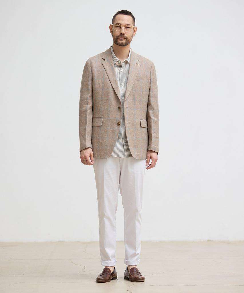 Stco [Summer] Linen Blend Windowpane Check Jacket_Beige (Relaxed Fit)_Sjawb93Ncd
