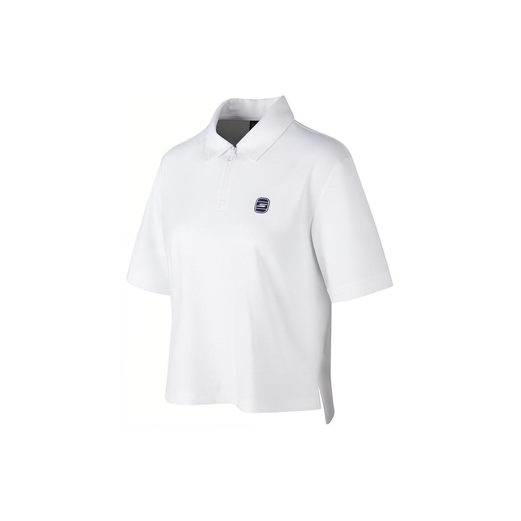 Skechers Plain Simple Versatile Short Sleeve Polo Shirt Women tops Bright-White P224W095-0019 S