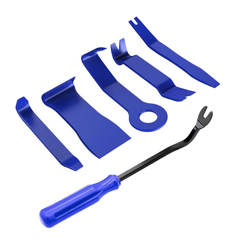 8-Piece Car Disassembly Tool Set: Interior Panel, Audio, Navigation Tools, 6-Inch Screwdriver, Headlight Pliers, Pry Bar.