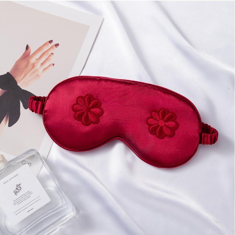 Flower Embroidered Eye Mask for Sleep Travel Comfort Women's Cosmetic Eye Mask with Flower Design