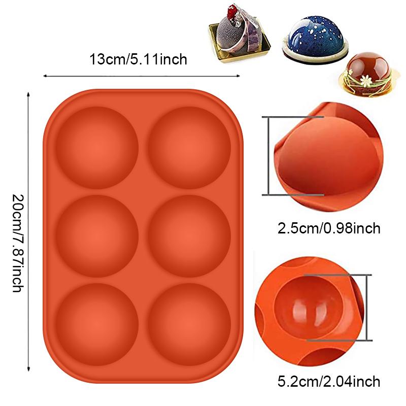 2pcs Half Sphere Silicone Molds for Chocolate Bombs Pastry 6 Holes Cake Mould For Baking Kitchen Pastry Tools