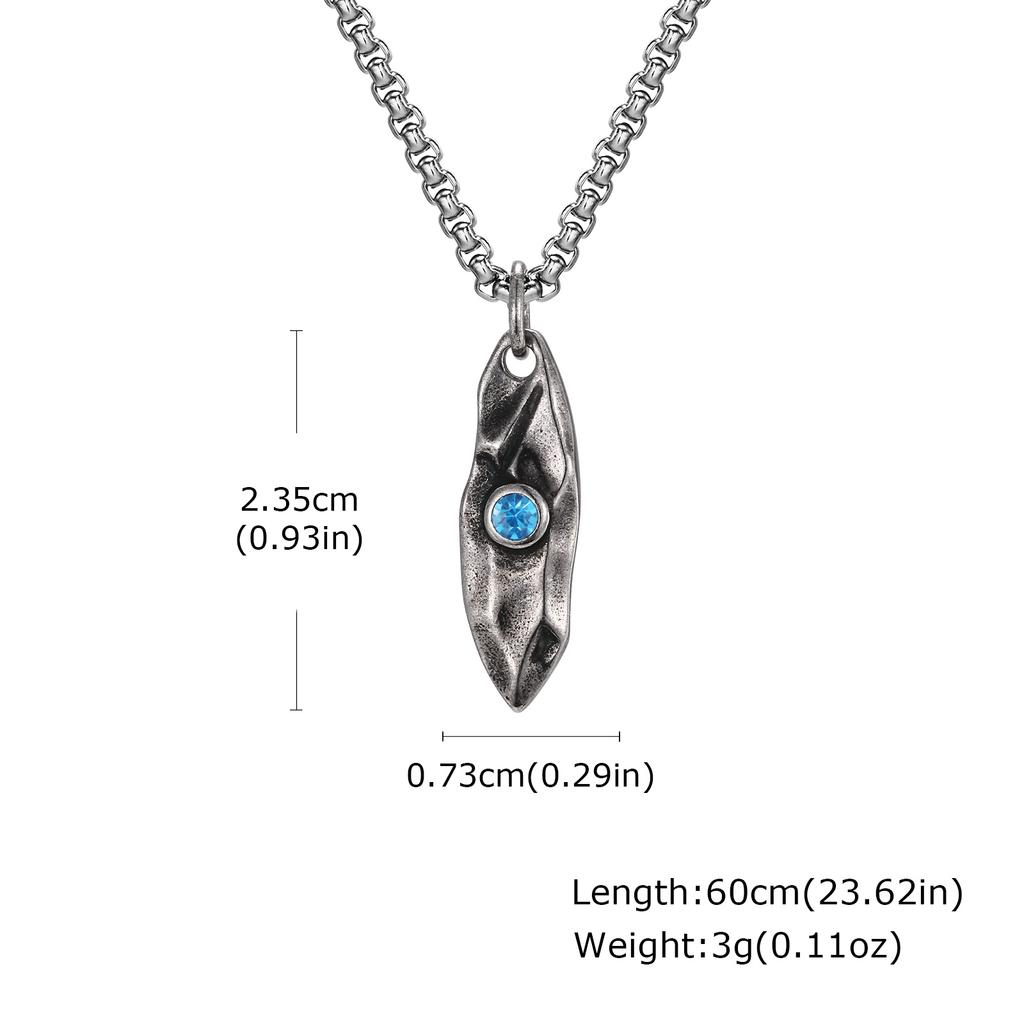 Blue Wishing Stone Necklaces for Men Boys,Trendy Hip Hop Metal Pendant Necklaces,Vintage Birthday Party Male Jewelry Gift