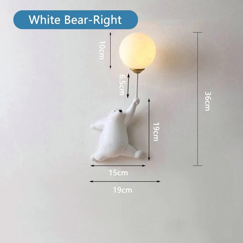Nordic Creative LED Teddy Bear Cartoon Wall Lamp for Children's Bedroom Bedside Blue White Pink Warm Cozy Background