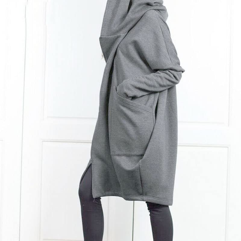 DONLAONE Oversized Hooded Long Parka for and Thick Fleece Double Solid Available in Three Colors Women's Spring, Autumn, Winter, Lining, Warm, Zipper,