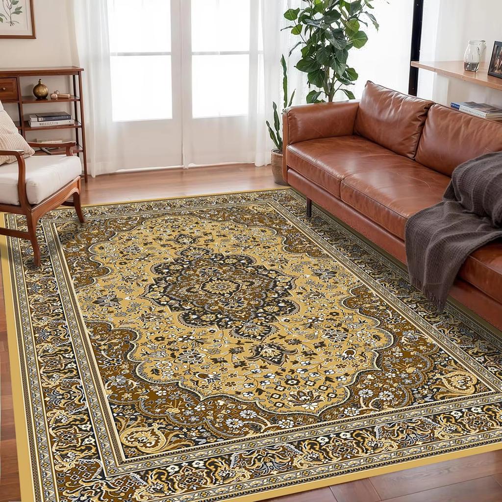Bohemian Soft Flannel Area Rugs, Living Room Coffee Table, Sofa Carpet, Study, Bedroom, Waterproof and Dirt Resistant Carpet