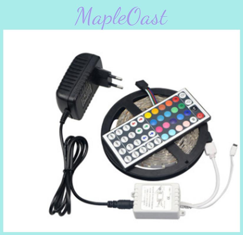 12v 3528rgb Led Tape With Mini Remote Controller Nonwaterproof Bright Lighting For Tv Background Decoration