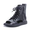 Roman Sandals High-top Fish Mouth Sandals Women's Flat-bottomed Breathable Retro Martin Boots 2025 Summer New Hollow Straps