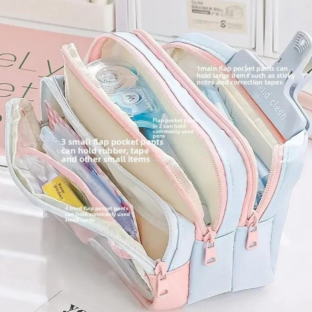 Multi-layer Stationery Storage Bag Large Capacity Pen Pencil Case Pencil Bag  Kids Gift
